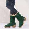Large Snow Boots For Women Coarse Heel Lamb Wool Big Cotton Low Barrel Two Wear Warm Women'S Boots Winter 43