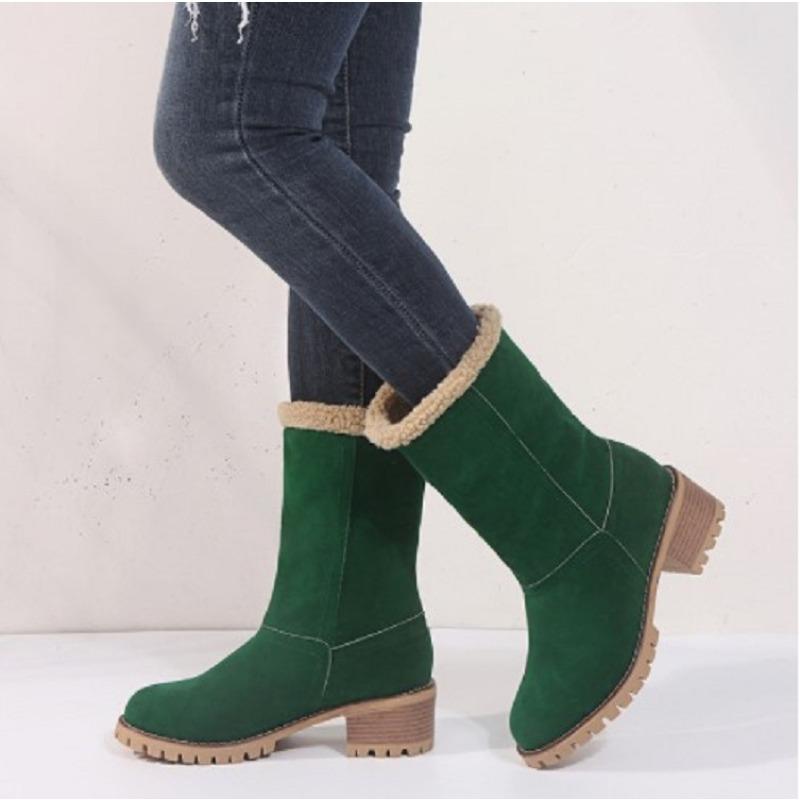 Large Snow Boots For Women Coarse Heel Lamb Wool Big Cotton Low Barrel Two Wear Warm Women'S Boots Winter 43