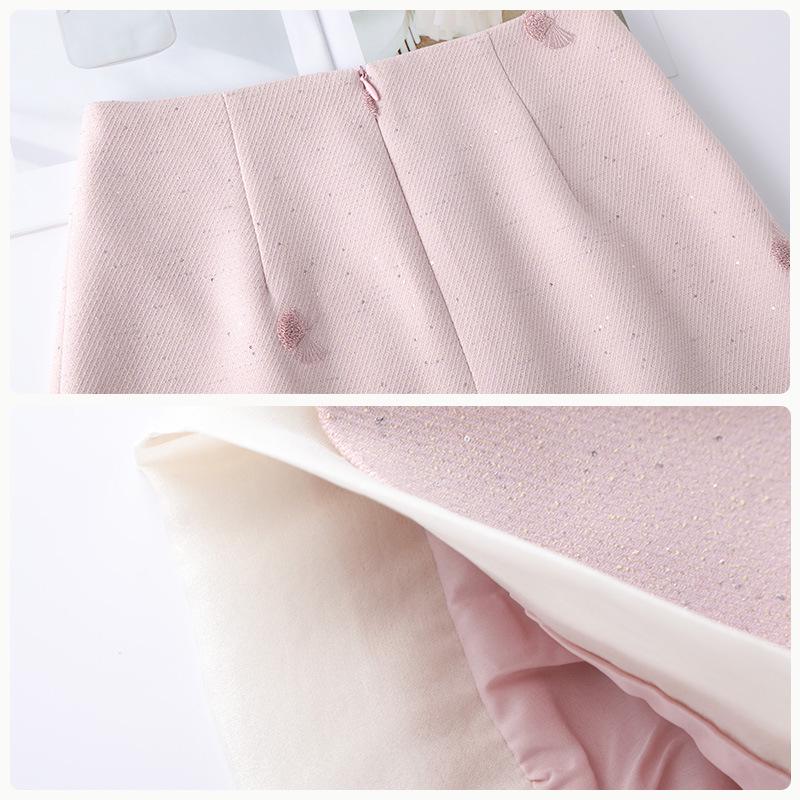 Elegant Women's Pink A-Line Skirt: New Chinese Style with Sequin Embroidery for Spring/Summer 2026