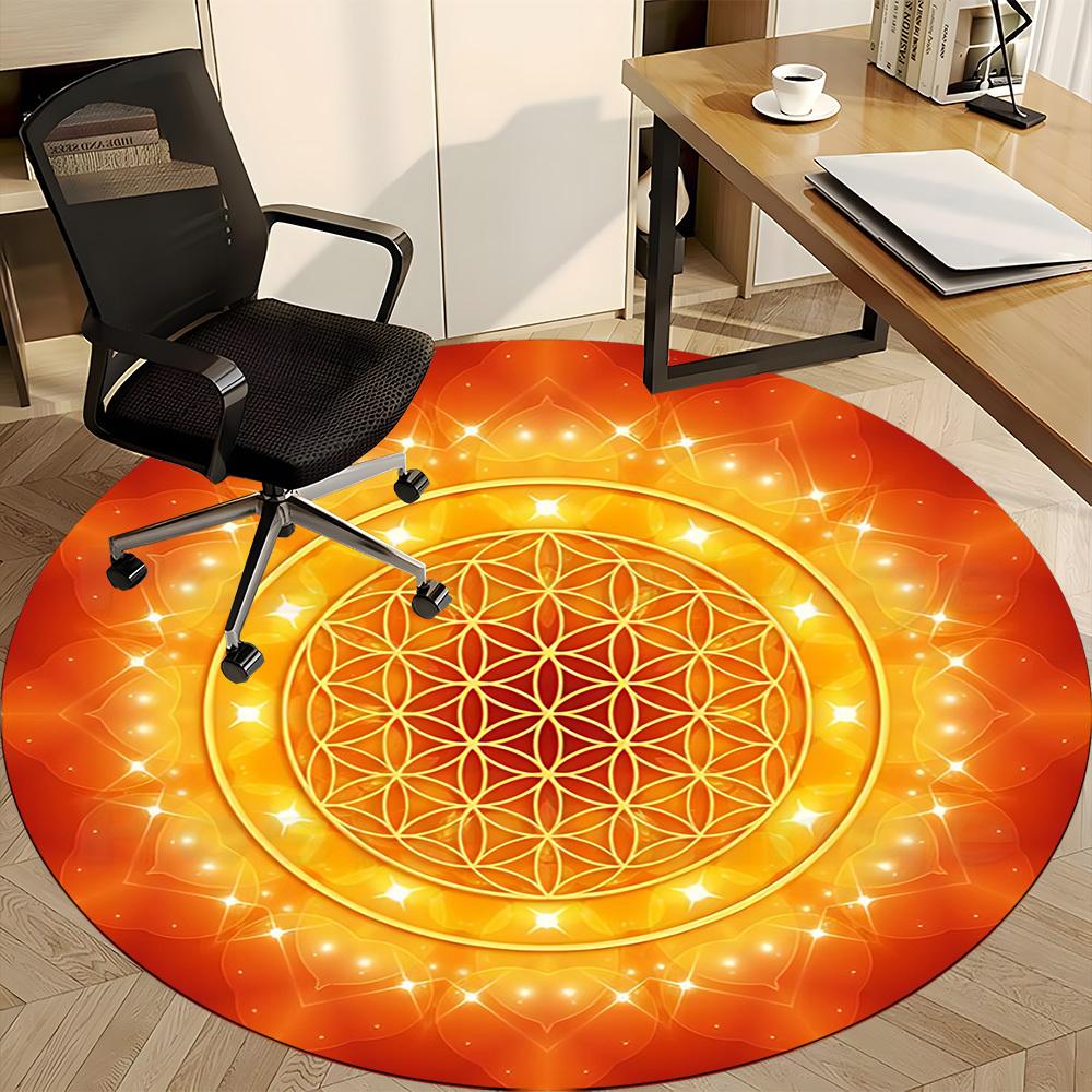 1pc Flower of Life Mandala Chair Carpet for Office, Non Slip, Soft and Durable Office Rug