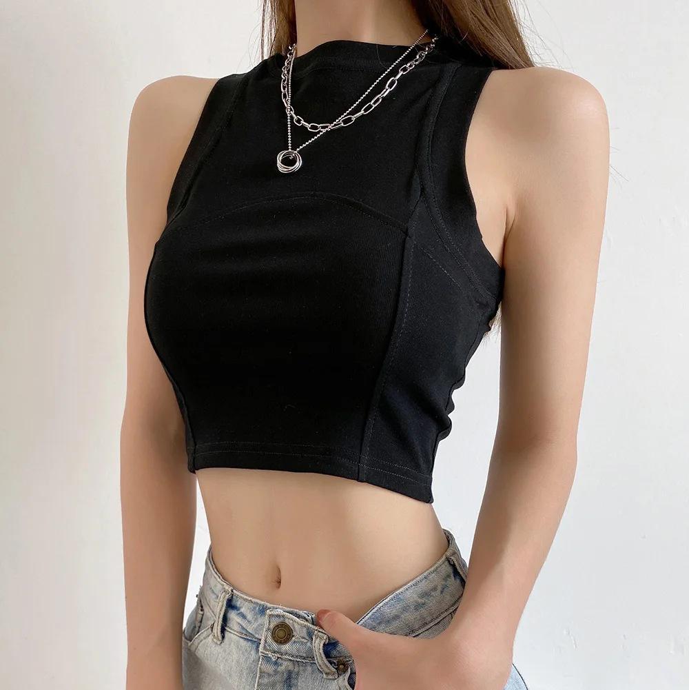 Women s Sporty Knit Cropped Cardigan Tank - Summer 2025 White Sleeveless Top