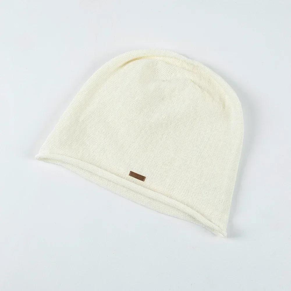 2025 Spring Autumn Women s Knitted Beanie Hat Soft Breathable Linen Skullies Casual Fashion Solid Color Unisex Design