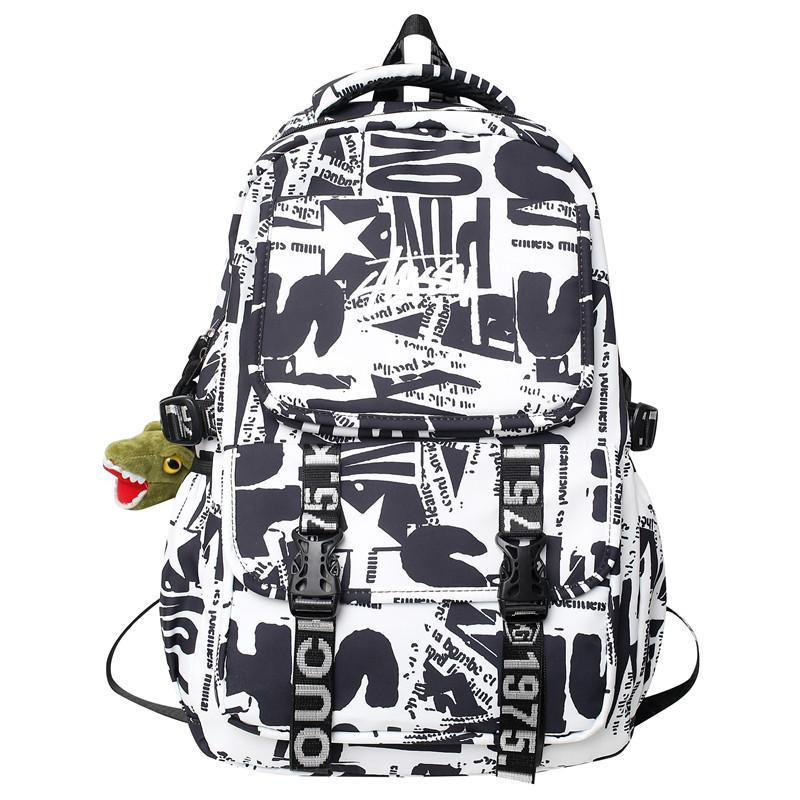 Schoolbag Male Comics Large Capacity Junior High School Student Campus Backpack Trendy Cool Street Newspaper Backpack