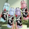 1PC Roaring Wolf Splash Art Pattern 750ml Color Plastic Sports Water Bottle Leakproof Flip Straw Lid Suitable for Sports Office Home Use
