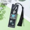 Durable Metal Bookmark Tarot Card Bookmark, Stainless Steel Skeleton Pattern Page Marker, Thin Holder Book Mark for Students Reading, Gothic Halloween