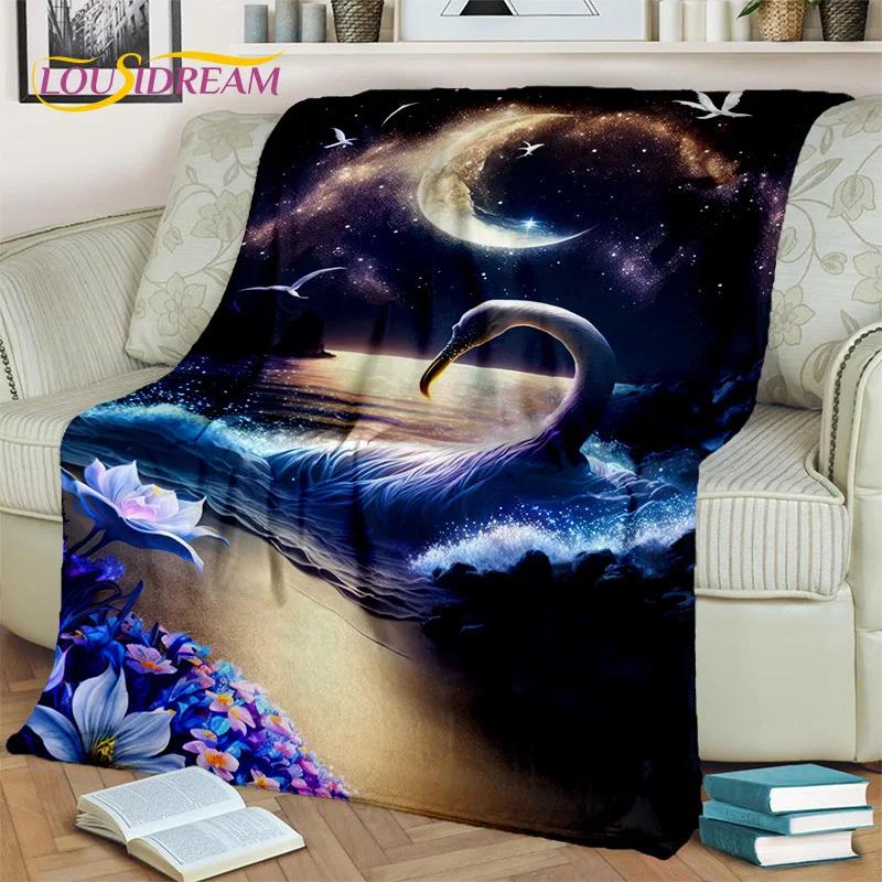 3D Dream Love Swan Cartoon Cygnus Girl Gift Blanket,Soft Throw Blanket for Home Bedroom Bed Sofa Picnic Travel Cover Blanket Kid