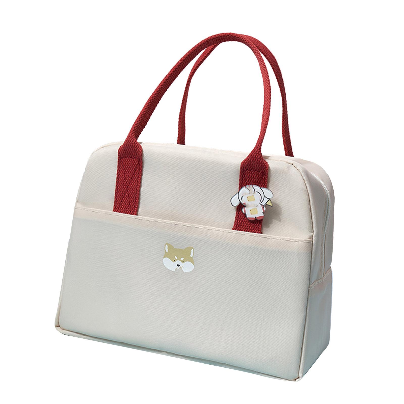 Insulated Lunch Bag with Cute Badge Large Capacity Zipper Steel Frame Excellent Insulation Lunch Cooler Organizer