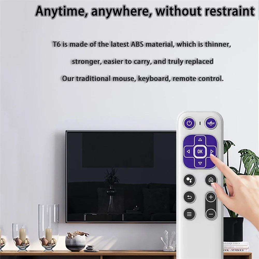 2.4G BT 5.2 Dual Mode Remote Control IR Learning T6 Wireless Voice Air Mouse Rechargeable With USB Receiver For Android TV Box