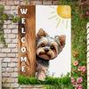 Tin Sign Wall Art, Yorkshire Terrier Dog Wooden Fence Decor for Home Gate