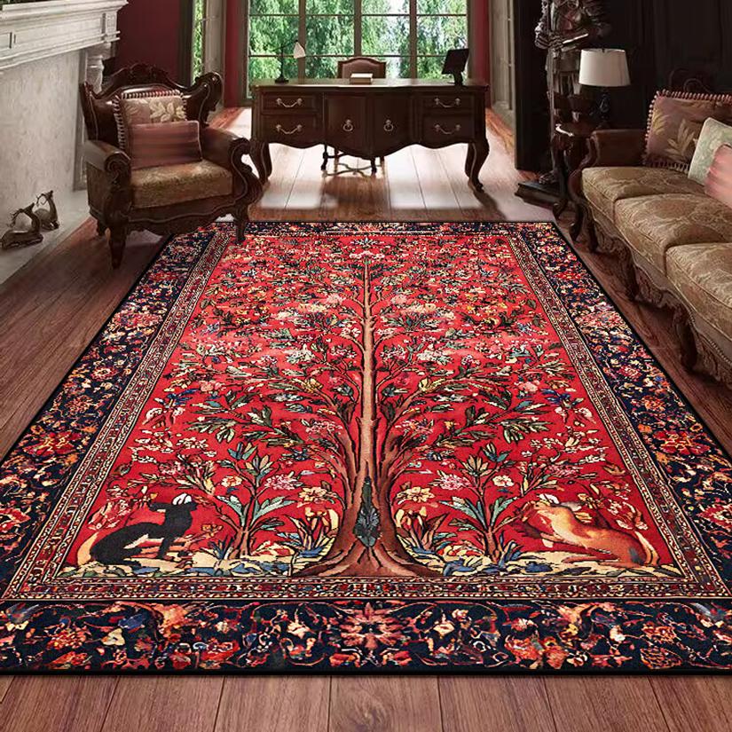 

Ретро перський килим для вітальні Бохо декор для кімнати Килим для балкона Великий розкішний червоний Декорація ліжка Домашні килимки Приліжковий 160x230 80*160cm