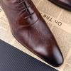 Fashion Professional Men Leather Shoes Luxury Oxfords Classic Style Lace Up Genuine Cowhide Leather Dress Shoe For Man Delivery Fast New