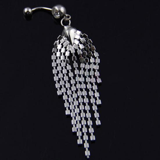 Dusker Navle Mageknapp Bar Vektstang Ringer Rhinestone Kroppspiercing Smykker