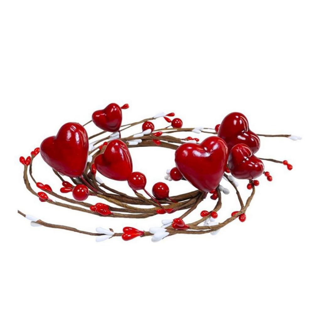 

День святого Валентина День матери Любовь Ягода Ротанг Свеча Кольцо Декоративные Растительные Венки 1pcs