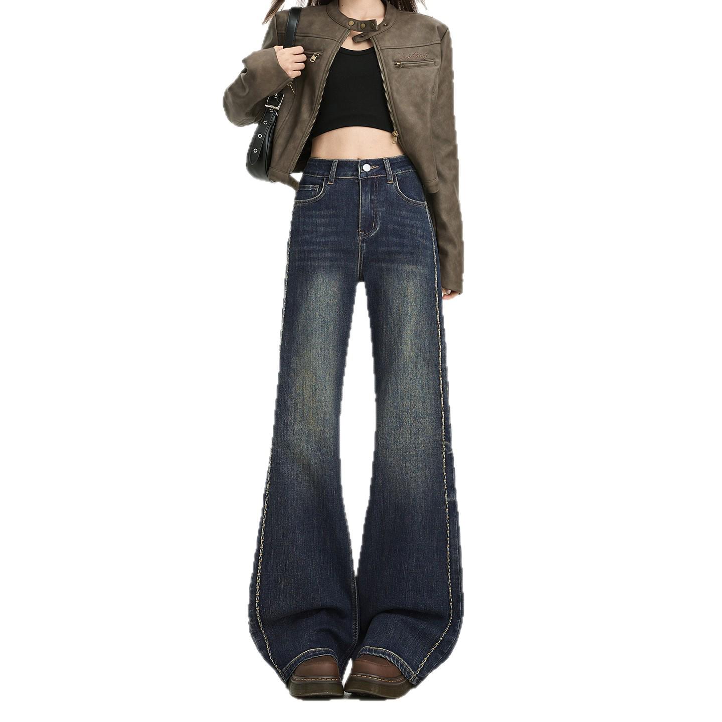 

Women s Stretchy Fleece-Lined Retro Flare Jeans - Warm, Loose, Slimming, Versatile for Autumn & Winter. Extra Small