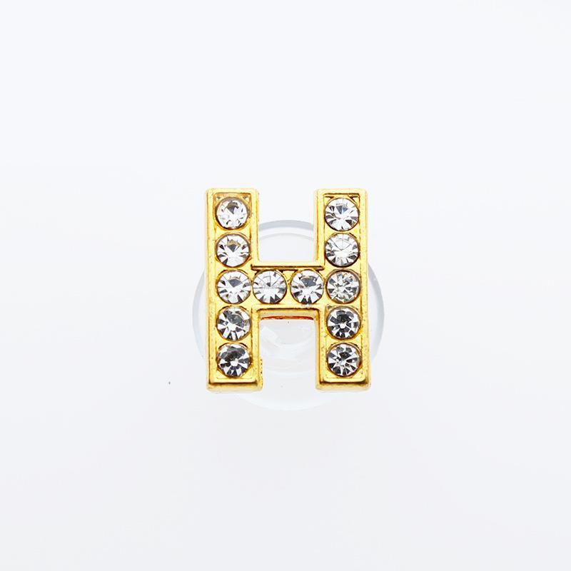 1Pcs Gold Letters Metal Shoe Charms Crystal Diamond Alloy Charms Shoes Accessories Buckle High Quality Shoes Decoration