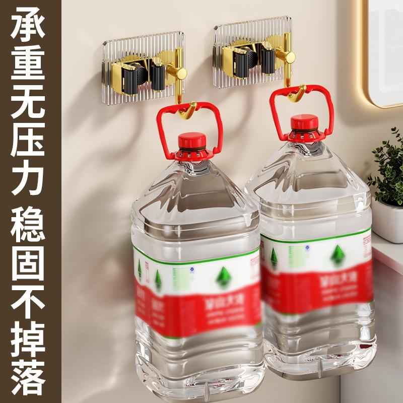 Mop hook No punching drag Space aluminum fixed hanger Acrylic bathroom Toilet storage Wall hanging type