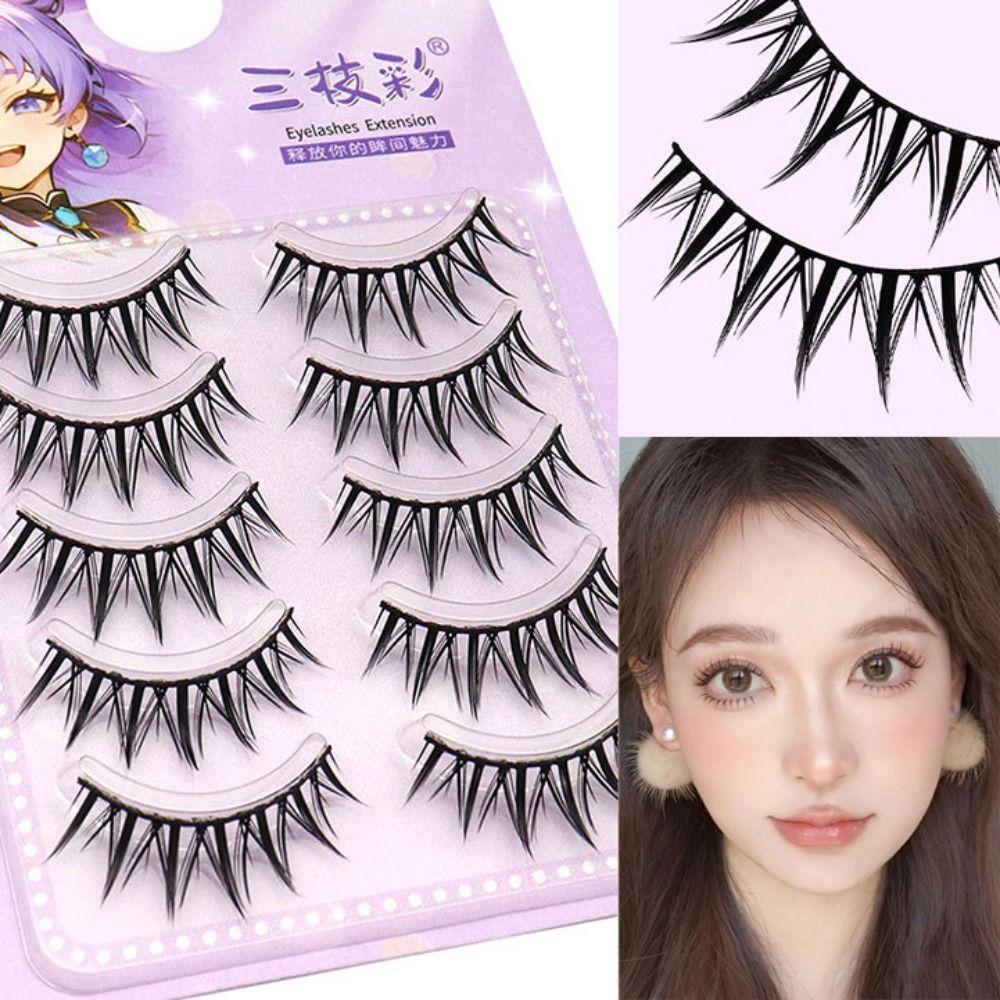 

5Pairs DIY Fluffy False Eyelashes Dense Thick Curled Up Eyelashes Grafting Lashes MF06