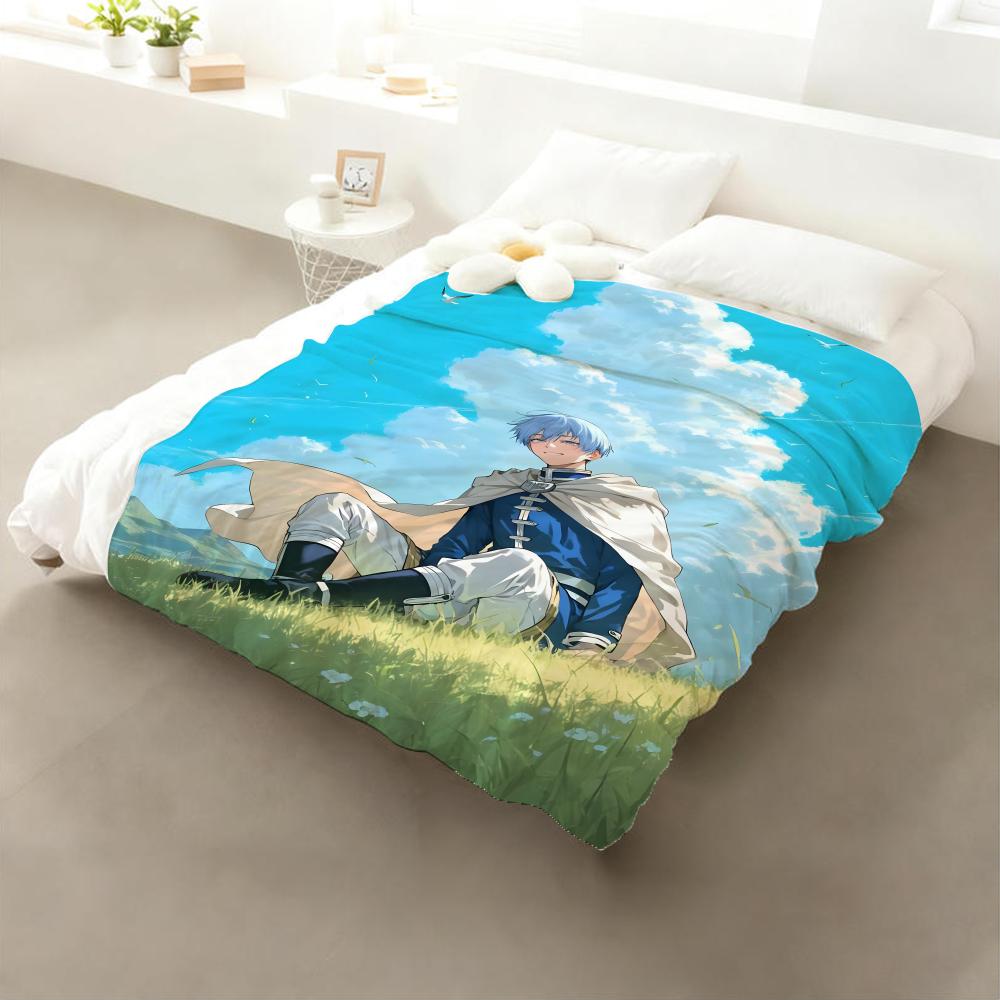 Anime Frieren Beyond Journey's End Throw Flannel Throw Blanket: Soft Kid-Friendly Warm Anti-Static All Season Washable Couch
