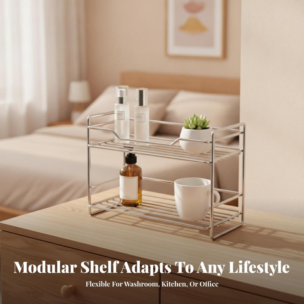 Countertop Storage Rack Easy to Clean Vanity Organizer Shelf Open for Dorm Rooms