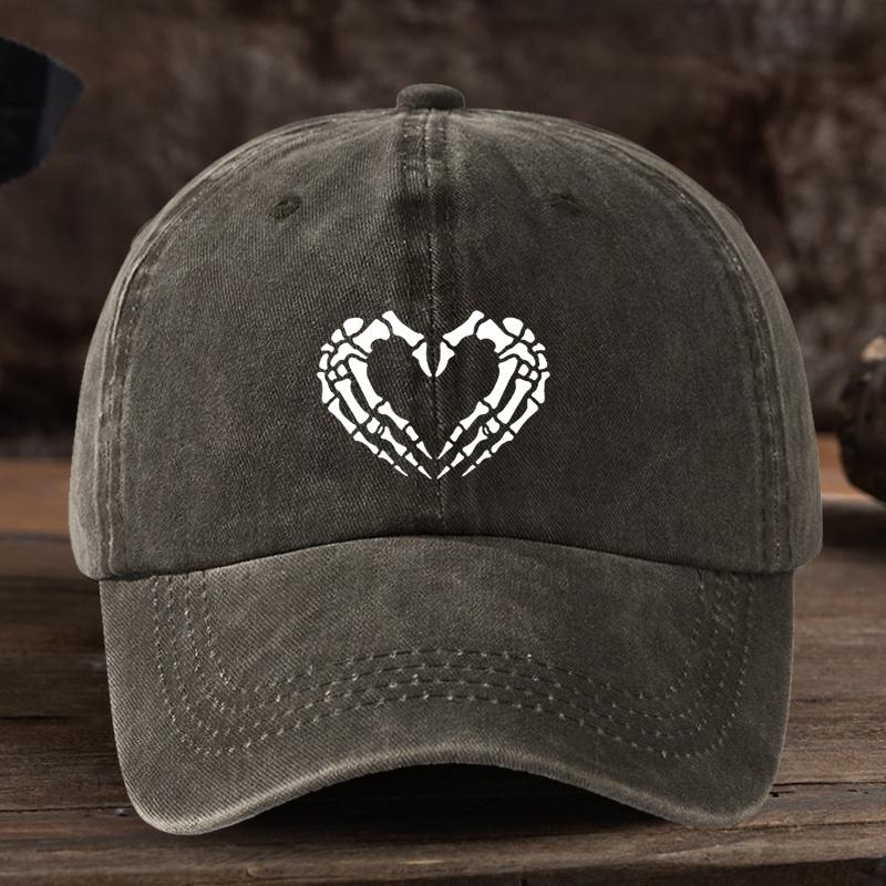 Heart-shaped Skull Hand-printed Baseball Hat Unisex Outdoor Fashion Versatile Peaked Cap Trend