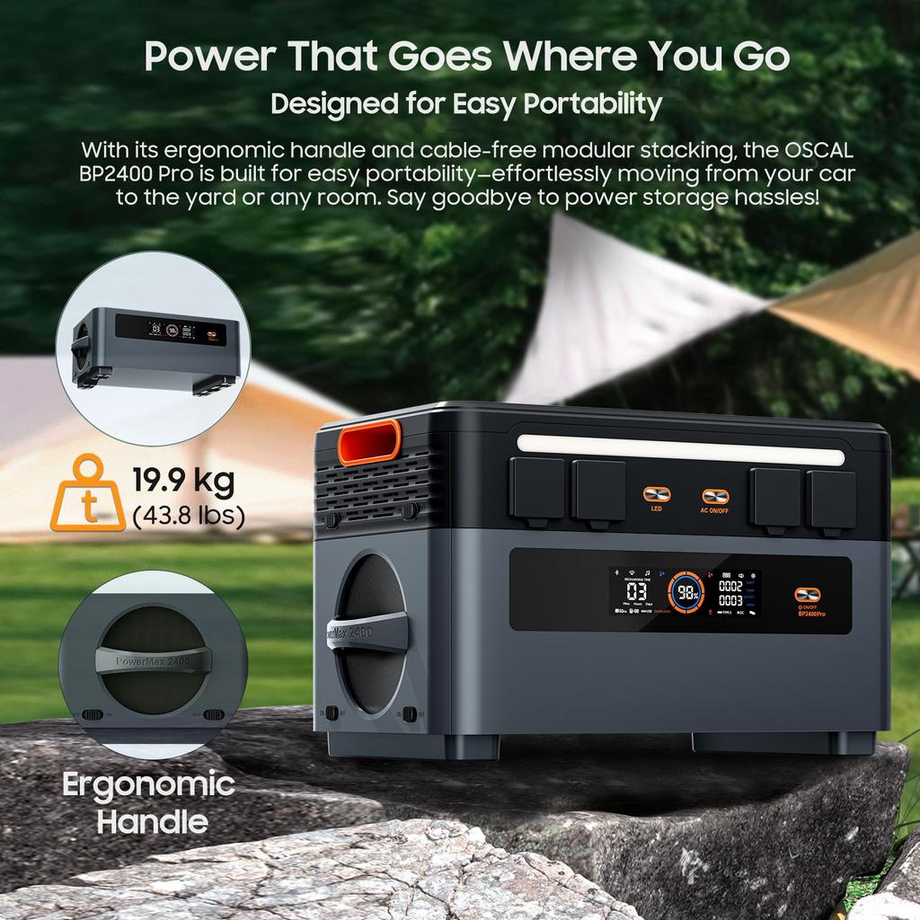 Oscal Portable Power Station PowerMax 2400 Pro 2016wh Capacity  2400W Output  1500W Ultra-fast Charging