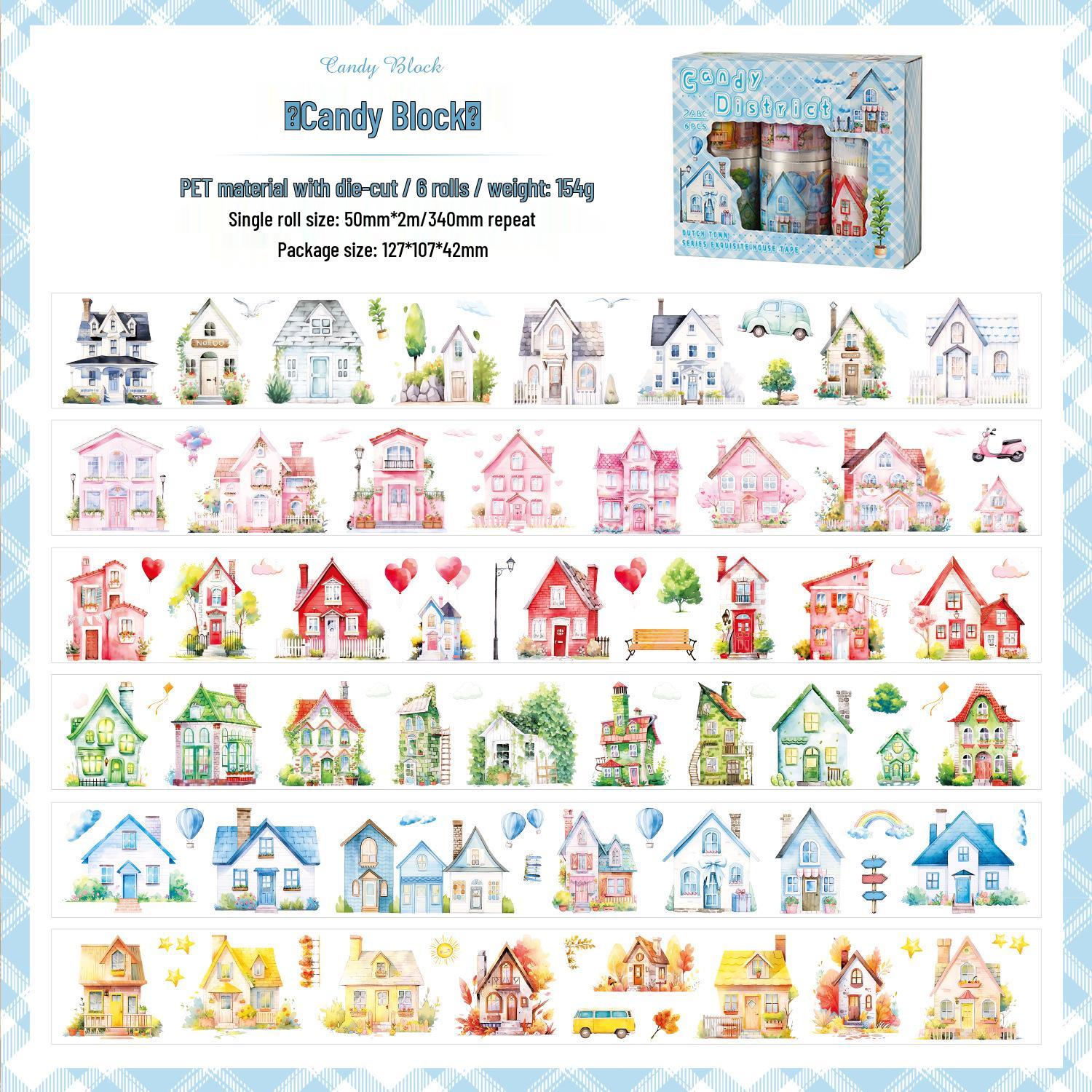 ZABC Netherlands Small Towns Tape Set: Creative DIY Journaling and Decorative Collage Kit (2 Styles)