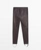 Masimodutti Elastic Detail Napa Leather Leggings
