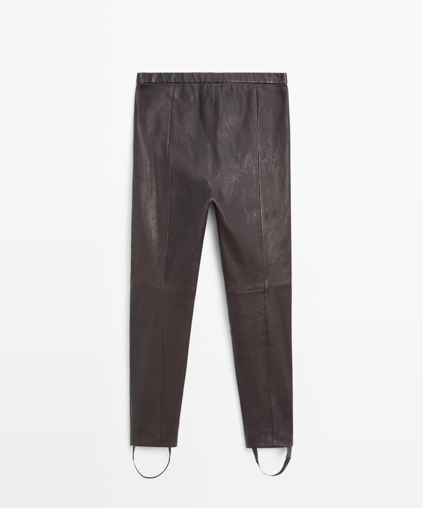 Masimodutti Elastic Detail Napa Leather Leggings