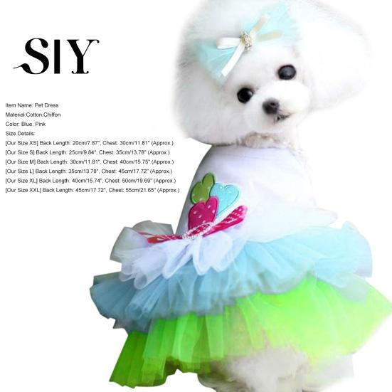 Love-hearts Pattern Pet Dress Breathable Cotton Summer Lace Dog Princess Skirt for Walking Supplies