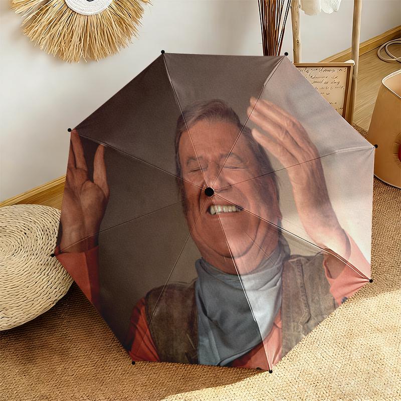 1pc John Wayne's Golden Age Umbrella Portable Folding Umbrella Iron Frame Hole Bone Structure Outdoor Home Umbrella