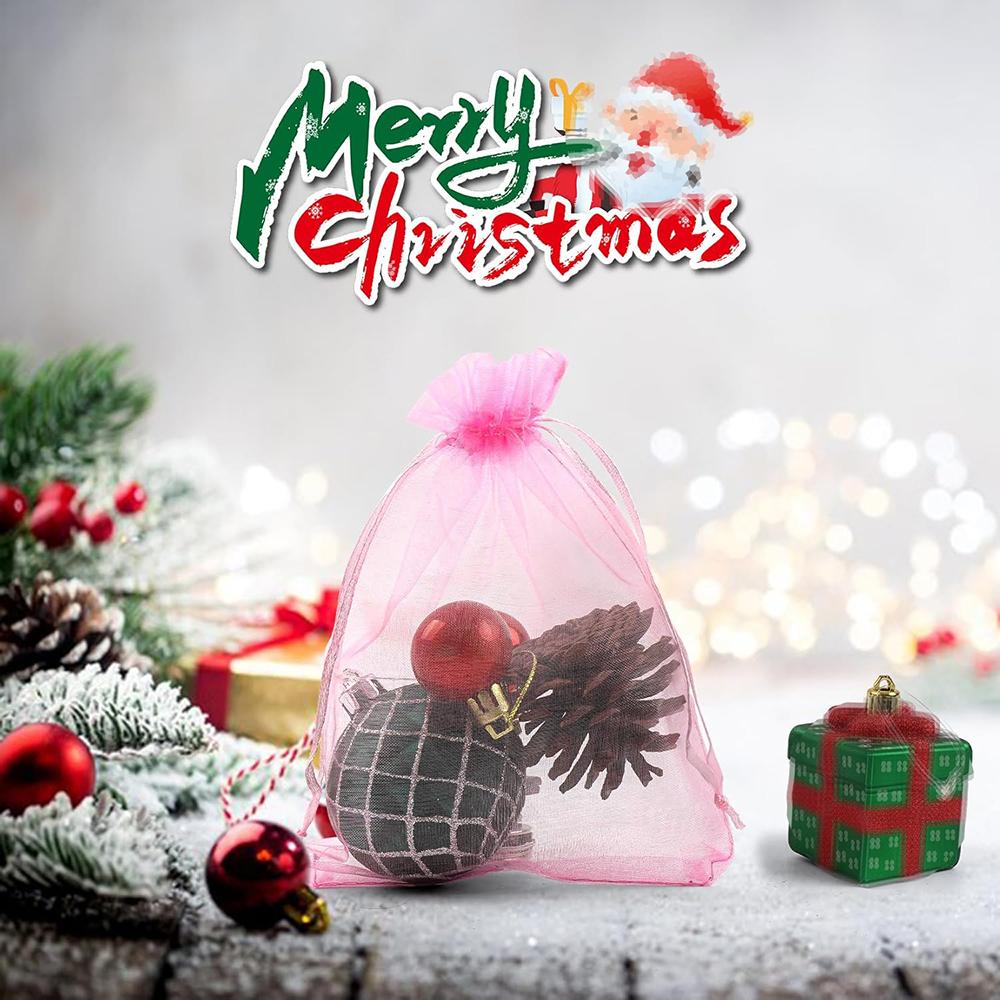 100/50/30pcs White Organza Bags Jewelry Packaging Wedding Party Gift Bags Drawstring Candy Pouches Christmas Small Bag Storage