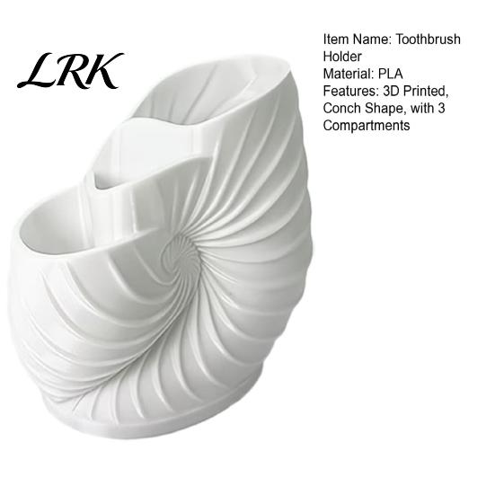Sea Snail Toothbrush Holder 3D Printed Conch Holder, Organizer Stand, Desktop Storage Rack with 3 Compartments