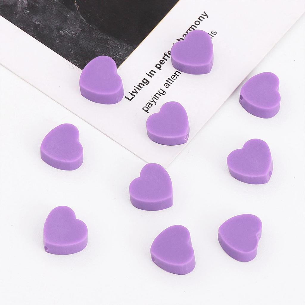 30 Stück einfarbige Polymer-Ton-Perlen in Herzform für die Schmuckherstellung