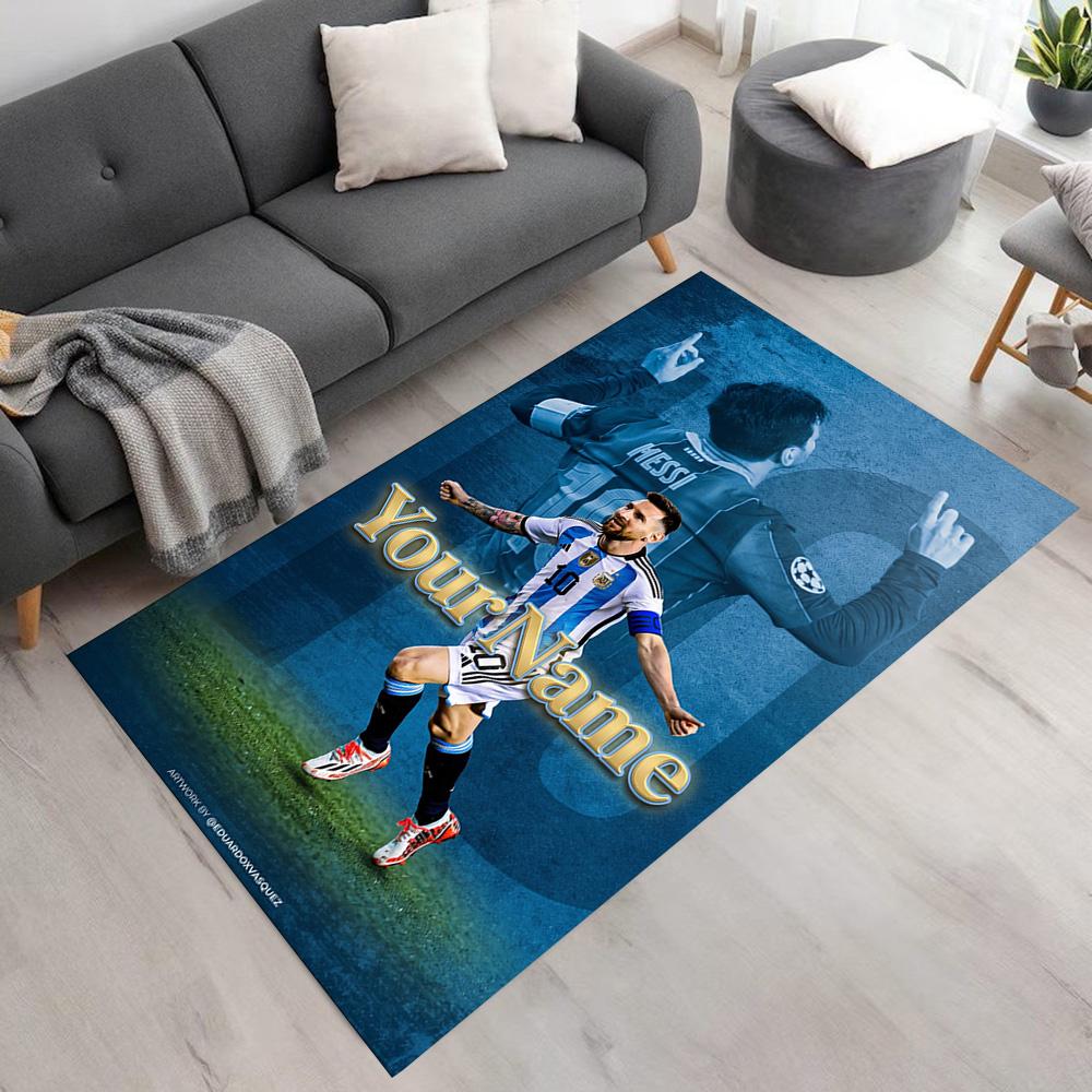 Messi Customize Text Floor Mat Suitable for Balcony Bedrooms Dormitory Kitchen Antislip Carpet Office home decor Perfect Gift for Women/Men