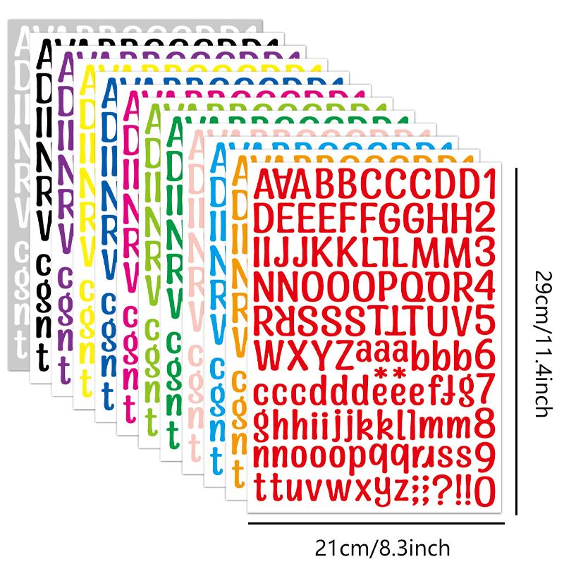12 Sheets Letter Stickers 12 Colors Large Alphabet Stickers Self Adhesive Letters Numbers Kit Mailbox Numbers Sticker