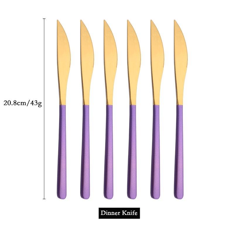 6 PCS Stainless Steel Rainbow Steak Knife Sharp Table Knives Set Restaurant Cutlery Dinner Knife Black Dinnerware Set