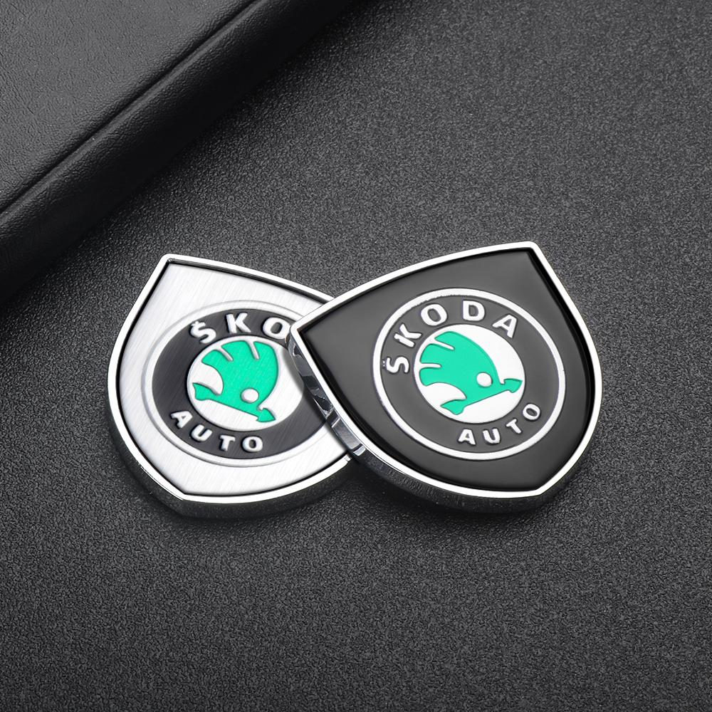 AAAAA1 1/2Pcs Car Accessories 3D Metal Shield Body Trunk Emblem Stickers For Skoda Octavia 5 7 Rapid Fabia A7 Superb KAMIQ Roomster VRS