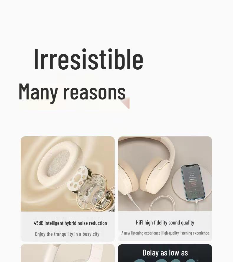 High-Quality Over-Ear Wireless Bluetooth Headphones with Type-C Charging, Model 2961, Full Ear Cup Design