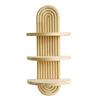 Space Efficient Arched Wooden Floating Shelves Multipurpose 3 Tiered Wall Organizers Rack For Home Office Bedroom Decors