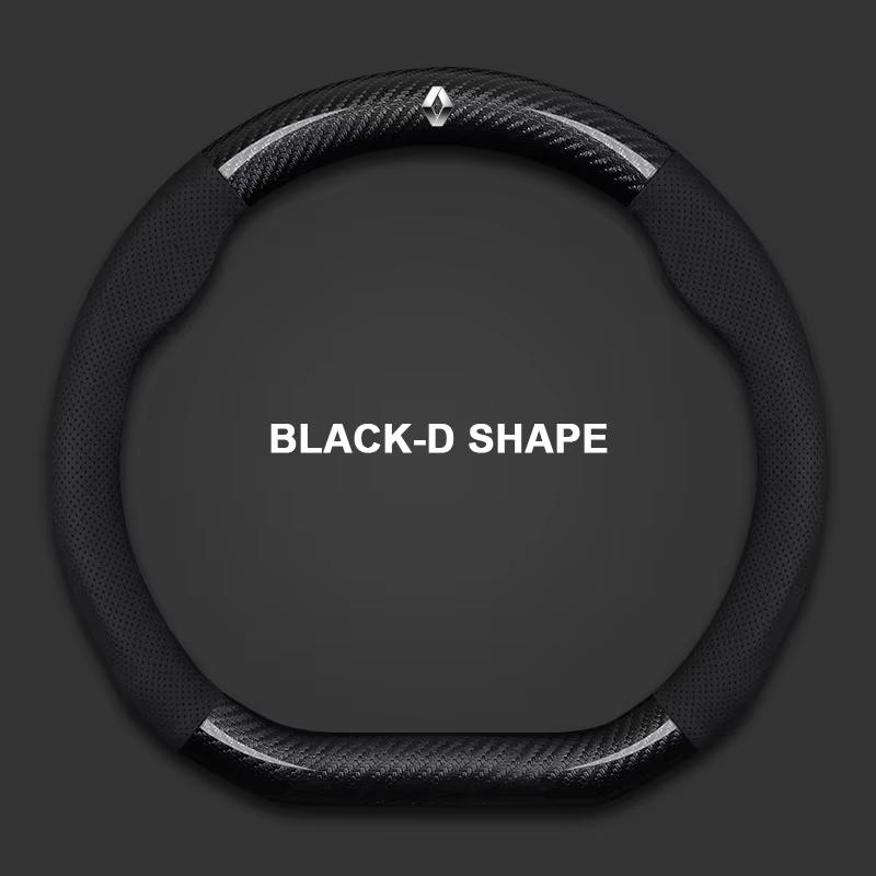 Interior Stickers Leather Car Steering Wheel Cover Non-slip for Renault Clio Megane 3 Scenic Laguna Logan Kadjar Kangoo Sandero