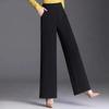 Nová jarní a podzimní móda Jednoduché univerzální kalhoty s vysokým pasem, kapsami, spadlým sedem, rovné, volné, ležérní, jednobarevné, se širokými nohavicemi pro ženy