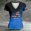 Women's V-Neck Casual Letter Print Short Sleeve T-Shirt, Fashion Graphic Tee Top