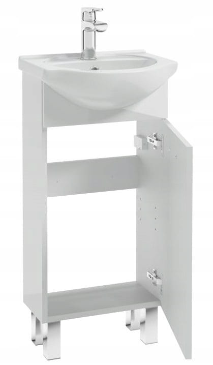 Bathroom Cabinet On Legs with a Washbasin 40x80cm, White Gloss, Laminated Mea