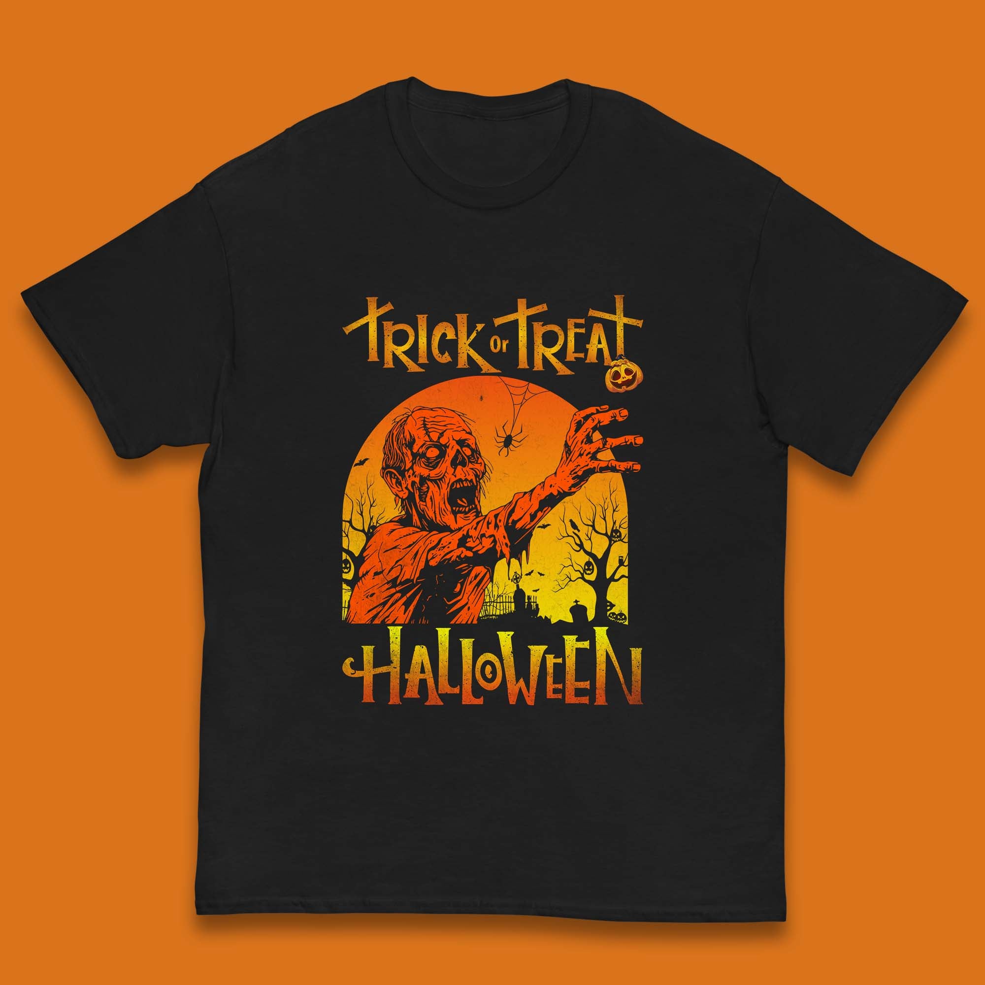 

Trick Or Treat Halloween Zombie Horror Scary Spooky Vibes Kids T Shirt 110