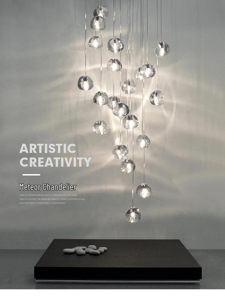 Modern American Cherry Crystal LED Chandelier for Staircase or Restaurant