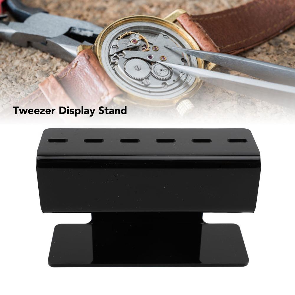 13*7.8cm Acrylic Tweezers Holder Stainless Steel Tweezers Display Stand Beauty Makeup Use
