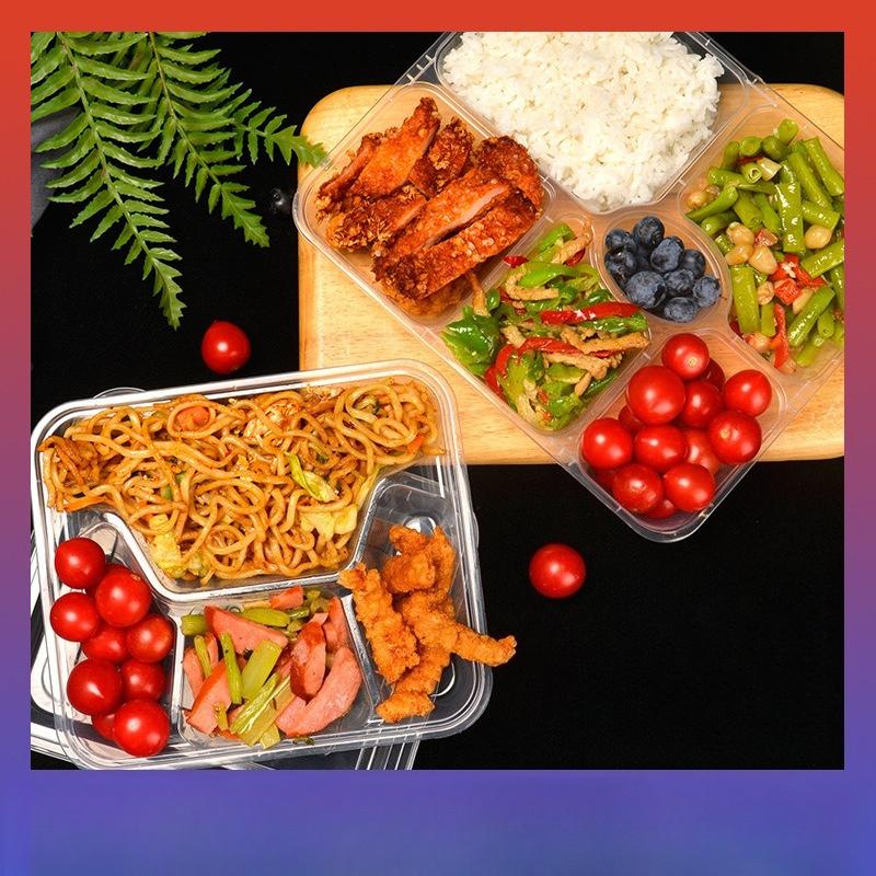 Disposable Thickened Food Container 3 4 5 Compartments with Lid for Canteen Business Meal Delivery