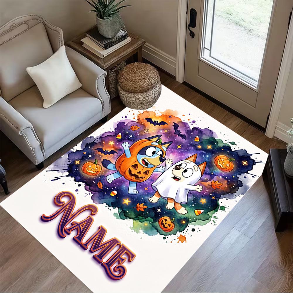 Halloween Friends Celebration Customize Your Name Floor Rug Office Rug Perfect for Dormitory Study Room Dining Room Balcony Anti-slip Rug