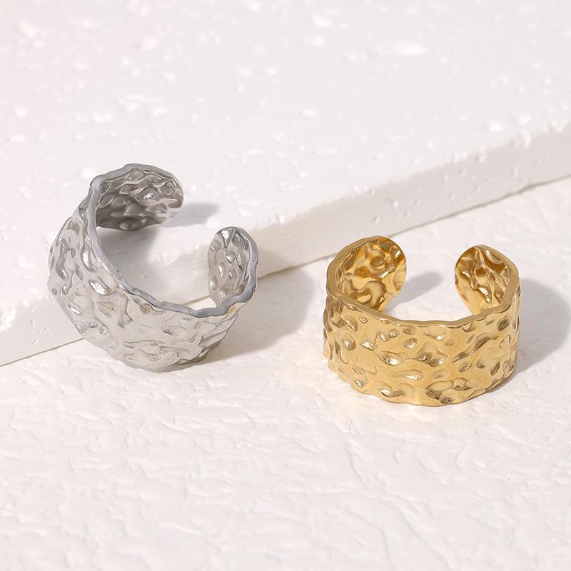 18K Gold-Plated Stainless Steel Open Ring - Elegant European & American Design, Versatile and Non-Fading Titanium Steel Jewelry.