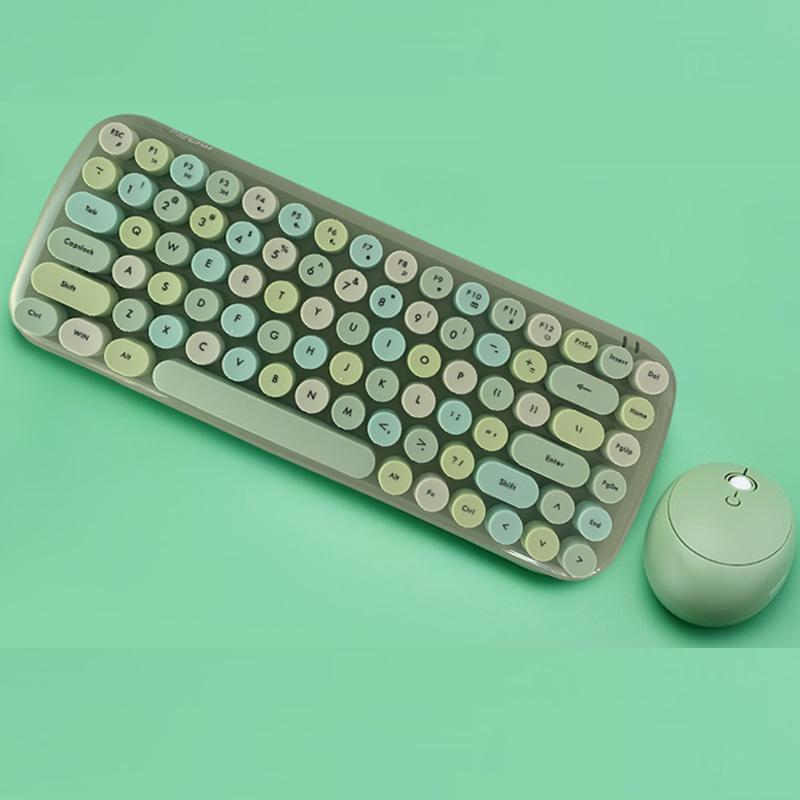 Bonbonfarbene kabellose Tastatur-Maus-Kombinationen für Desktop-Laptops, Notebooks, 2,4 G kabelloser Nummernblock, rosa Mädchen-Tastatur und -Maus